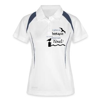 Therapie Texel - Frauen Polo atmungsaktiv - Weiß/Navy - Vorne