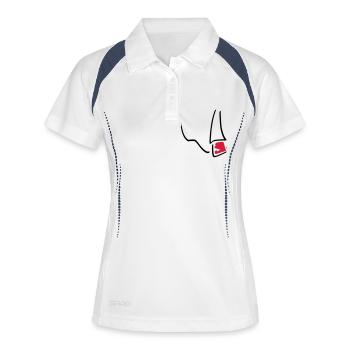 cigarette_01 - Frauen Polo atmungsaktiv - Weiß/Navy - Vorne