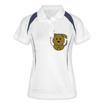 Hundi avec le ballon de coeur - Polo respirant Femme - blanc/marine - Devant