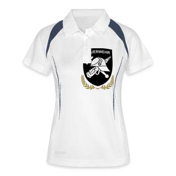 Feuerwehr Logo Wappenform - Frauen Polo atmungsaktiv - Weiß/Navy - Vorne