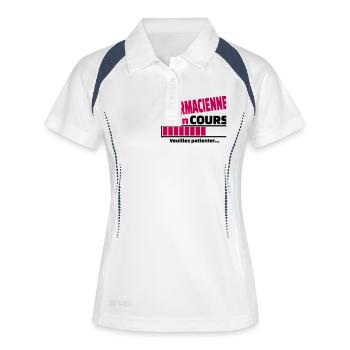 pharmacienne en cours - Polo respirant Femme - blanc/marine - Devant