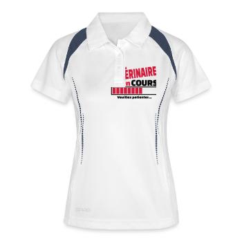 vétérinaire en cours - Polo respirant Femme - blanc/marine - Devant
