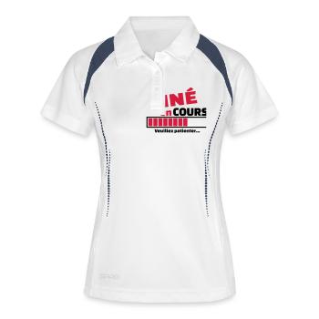 kiné en cours - Polo respirant Femme - blanc/marine - Devant