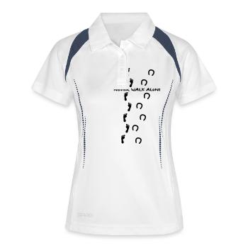 never walk alone pferd horse hufeisen reiten - Frauen Polo atmungsaktiv - Weiß/Navy - Vorne