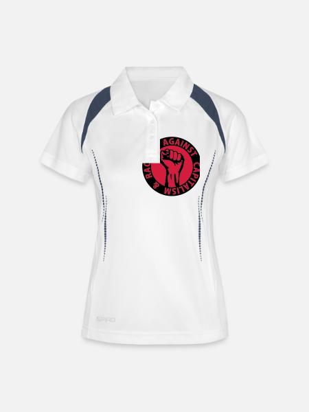 2 colors - against capitalism & racism - against - Polo respirant Femme - blanc/marine