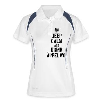 Keep Calm an drink Äppelwoi - Frauen Polo atmungsaktiv - Weiß/Navy - Vorne