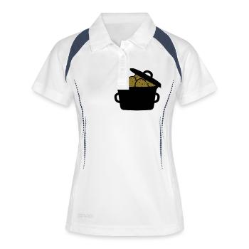 saucepan pot many heap design potato food - Women's Polo breathable - white/navy - Front