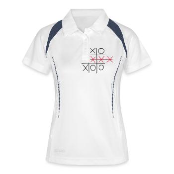 play_fail_f2 - Frauen Polo atmungsaktiv - Weiß/Navy - Vorne
