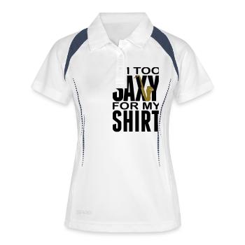 I'm too Saxy for this Shirt - Saxofon - Instrument - Frauen Polo atmungsaktiv - Weiß/Navy - Vorne