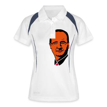 francois holland Präsident Führer 3 - Frauen Polo atmungsaktiv - Weiß/Navy - Vorne
