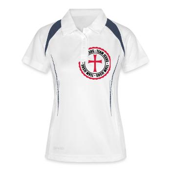 circulaire temple rond équipe église symbole croix jésus - Polo respirant Femme - blanc/marine - Devant