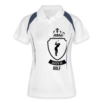 Queen of Golf - Frauen Polo atmungsaktiv - Weiß/Navy - Vorne