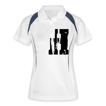 H - Buchstabe - Frauen Polo atmungsaktiv - Weiß/Navy - Vorne