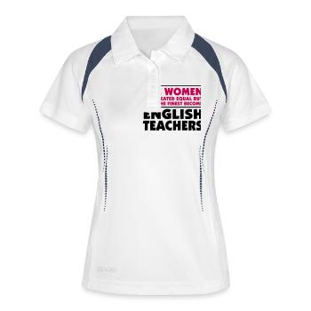 English teacher Spruch Geschenk Shrit - Frauen Polo atmungsaktiv - Weiß/Navy - Vorne