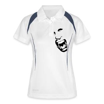 Crying face / Pain / Gesicht / Schmerz - Frauen Polo atmungsaktiv - Weiß/Navy - Vorne