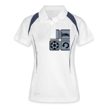Icônes Football Eat Sleep - Polo respirant Femme - blanc/marine - Devant