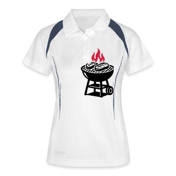 Cricket symbole flamme - Polo respirant Femme - blanc/marine - Devant