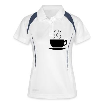 Tasse Kaffee - Cafe - Frauen Polo atmungsaktiv - Weiß/Navy - Vorne