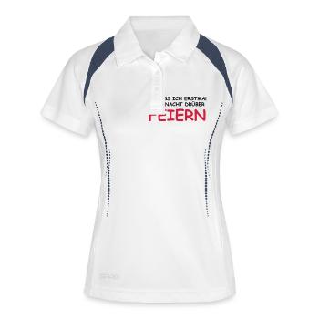 Da muss ich erstmal eine Nacht drüber feiern - Frauen Polo atmungsaktiv - Weiß/Navy - Vorne