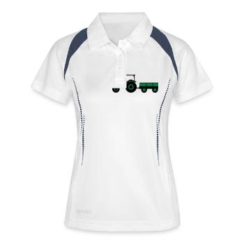 Tractor With Trailer - Frauen Polo atmungsaktiv - Weiß/Navy - Vorne