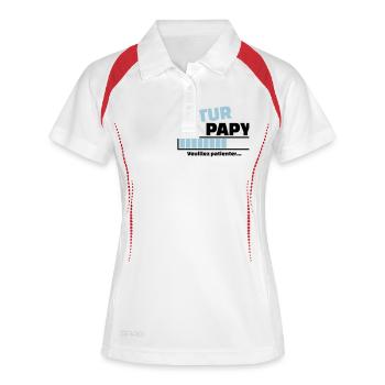 futur papy veuillez patienter - Polo respirant Femme - blanc/marine - Devant