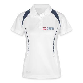 Logo Cousin Crew Team - Frauen Polo atmungsaktiv - Weiß/Navy - Vorne