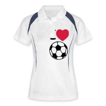 i_love_football - Polo respirant Femme - blanc/marine - Devant
