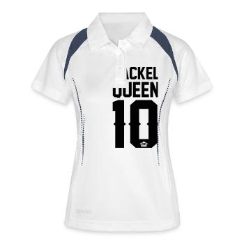 Dackel-Queen - Frauen Polo atmungsaktiv - Weiß/Navy - Vorne