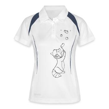 racoon outline - Frauen Polo atmungsaktiv - Weiß/Navy - Vorne