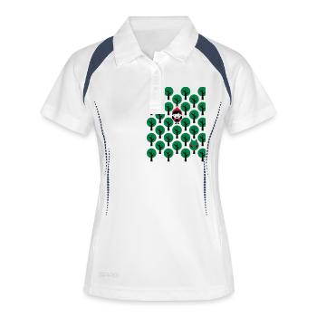 Fairytale - Märchen - Rotkäppchen - Wolf - Grafik - Frauen Polo atmungsaktiv - Weiß/Navy - Vorne