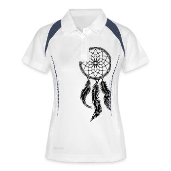 Capteur de rêves, Amérindiens, attrape-rêves, - Polo respirant Femme - blanc/marine - Devant