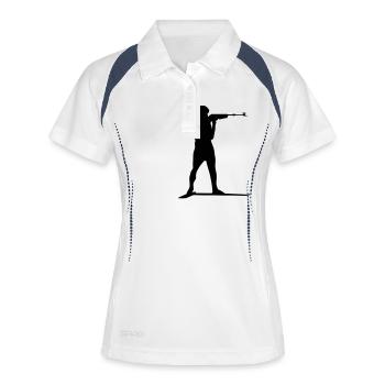 Biathlon moderne - Polo respirant Femme - blanc/marine - Devant