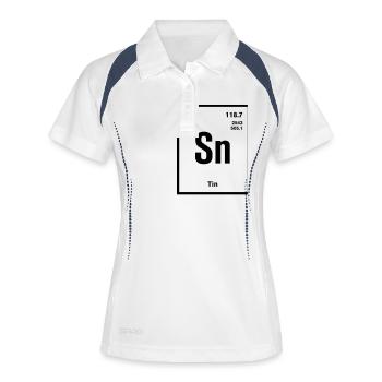 Tin Element im Periodensystem - Frauen Polo atmungsaktiv - Weiß/Navy - Vorne