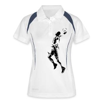 Basketball - Frauen Polo atmungsaktiv - Weiß/Navy - Vorne