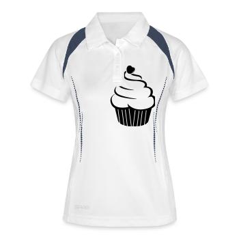 cupcake_01 - Frauen Polo atmungsaktiv - Weiß/Navy - Vorne