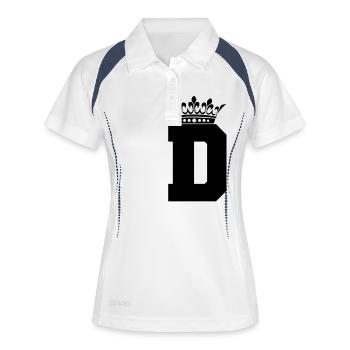 buchstabe D Krone - Frauen Polo atmungsaktiv - Weiß/Navy - Vorne