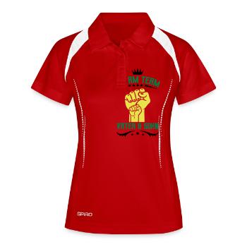 vater und sohn faust team - Frauen Polo atmungsaktiv - Weiß/Navy - Vorne