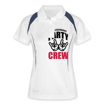 Party Crew Lustig - Frauen Polo atmungsaktiv - Weiß/Navy - Vorne