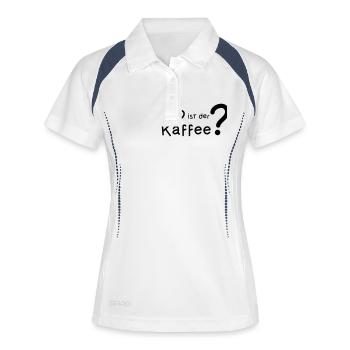 Wo ist der Kaffee ? - Frauen Polo atmungsaktiv - Weiß/Navy - Vorne