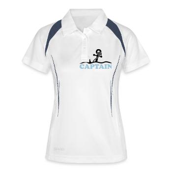 Ancre sous l'eau vagues capitaine conception - Polo respirant Femme - blanc/marine - Devant