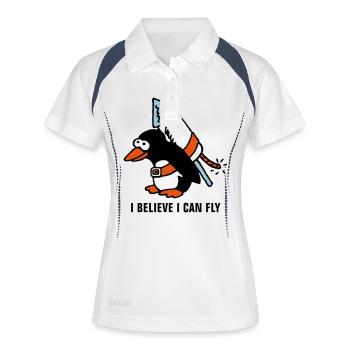 rocket_pinguin_white_b_3c - Polo respirant Femme - blanc/marine - Devant