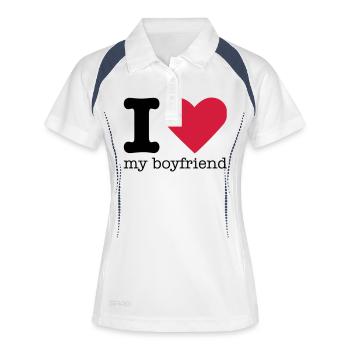 I Love My Boyfriend - Polo respirant Femme - blanc/marine - Devant