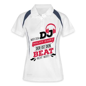 Wer den DJ nicht ehrt - Frauen Polo atmungsaktiv - Weiß/Navy - Vorne