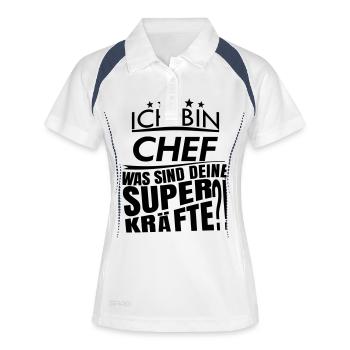 Ich bin CHEF - Frauen Polo atmungsaktiv - Weiß/Navy - Vorne