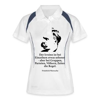 Nietzsche: Der Irrsinn ist bei Einzelnen etwas se - Frauen Polo atmungsaktiv - Weiß/Navy - Vorne