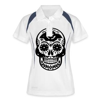 crâne de sucre - Polo respirant Femme - blanc/marine - Devant
