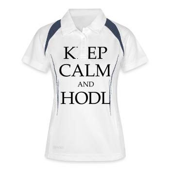 KEEP CALM AND HODL! - Frauen Polo atmungsaktiv - Weiß/Navy - Vorne