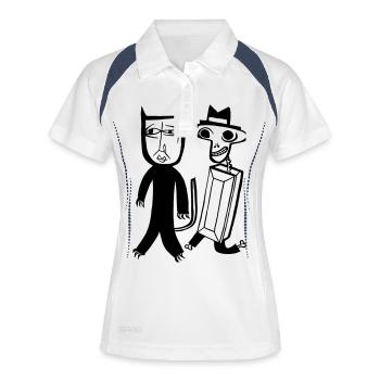 halloween zombie knochen zombie monster kreatur - Frauen Polo atmungsaktiv - Weiß/Navy - Vorne