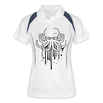 farbe graffiti tinte tropfen spray boeser oktopus - Frauen Polo atmungsaktiv - Weiß/Navy - Vorne