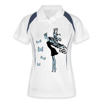 Papillons d'aile de fée - Polo respirant Femme - blanc/marine - Devant